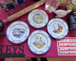 Tiffany & Company Plates 500th Anniversary of Columbus Discovering America, Johnson Humphrey Bumper Stickers