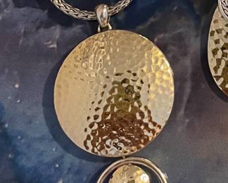 John Hardy rare hand hammered 18kt & sterling Circle necklace 31.67g