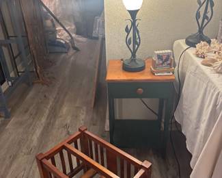 Touch lamp, side table and magazine rack