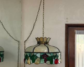 Tiffany-style hanging pendant lamp with fruit motif