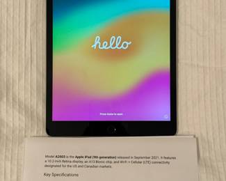 2021 Apple iPad (9th generation), Model A2603, 64 GB, Unlocked