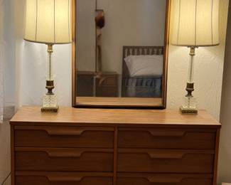 Mid Century Dresser with Mirror (matches headboard)