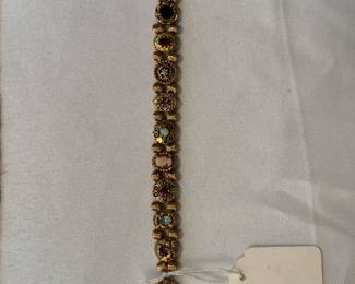 14k gold vintage slide charm bracelet