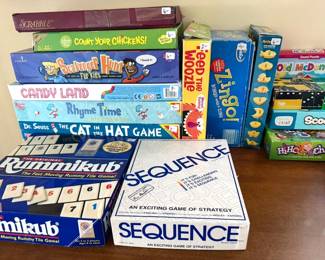 Board Games: Candyland, Rummikub, Sequence, Zingo, Scrabble