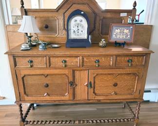 Antique oak sideboard with barley twist legs