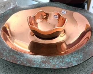 Nambe Copper Canyon chip + dip set