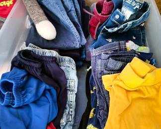 Toddler clothing including jackets, pants + shirts