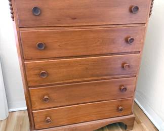 Tall wooden dresser with 5 drawers