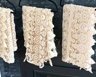 Hand-made lace curtain panels