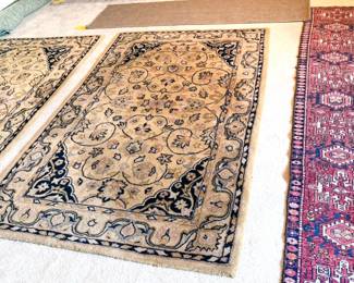 Assorted atelier-made Indian wool rugs; Persian runner rug