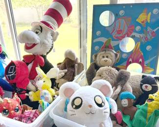 Stuffed animals/plushies, including Cat in the Hat + Squishmellow