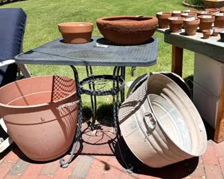 Ceramic/terra cotta pots, patio table