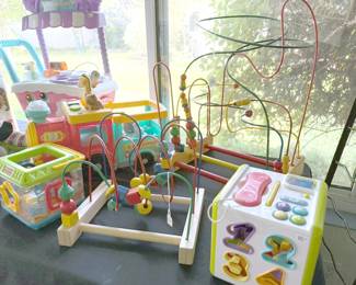 Toddler toys: wire + wooden bead maze games