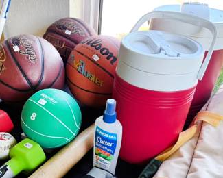 Basket balls, drink coolers