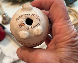 Native American signed pottery owl.