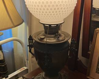 Vtg Oil Lamp Converted to Electric
