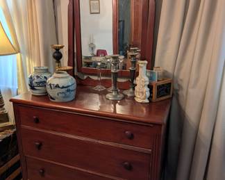 Vintage Dresser with Adjustable Mirror, Vtg Spice Jars