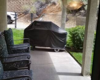 BBQ Grill, patio chairs 
