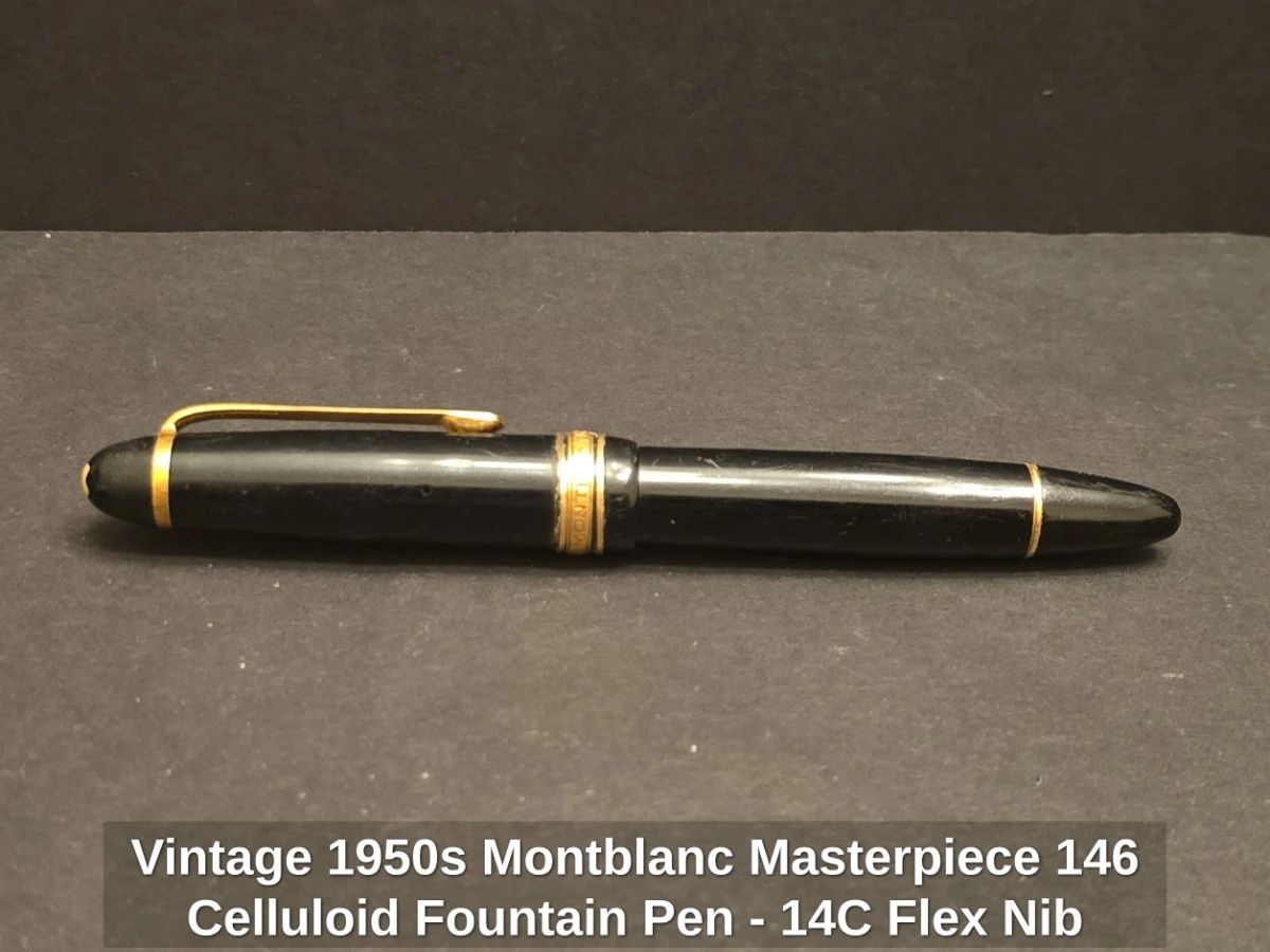 Vintage 1950s Montblanc Masterpiece 146 Celluloid Fountain Pen - 14C Flex Nib