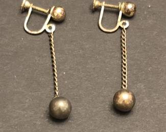 Vintage Sterling Silver Ball Drop ScrewBack Earrings
