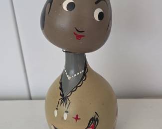 Vintage HandPainted Gourd Folk Art Doll Indian Style