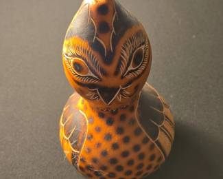 Peruvian HandCarved Gourd Owl Figurine