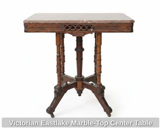 Victorian Eastlake MarbleTop Center Table