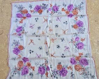 Vintage Olga Greco Floral Handkerchief