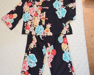 Natori Floral Print Satin Pajama Set