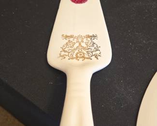 Vintage Salem China Company Cake Server with Fruit Motif and K Gold third image
