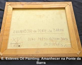 E. Esteves Oil Painting Amanhecer na Ponte da Barra third image