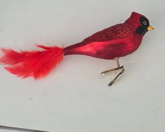 Vintage Blown Glass Cardinal ClipOn Ornament