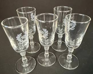 Vintage Etched Laurel Wreath Cordial Glasses