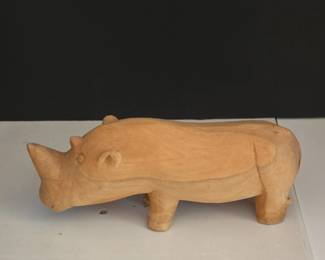 HandCarved Wooden Rhinoceros Figurine from Kenya