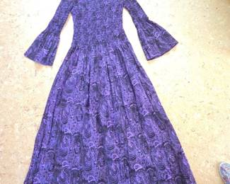 Vintage s Purple Paisley Burnout Velvet Maxi Dress second image