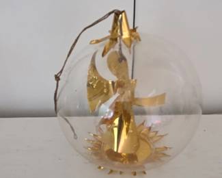 Vintage Resl Lenz Glass Globe Christmas Ornaments with Gold Foil Dioramas second image