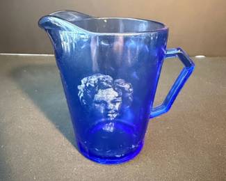 Vintage Shirley Temple Cobalt Blue Glass Creamer