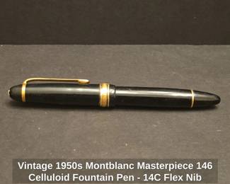 Vintage 1950s Montblanc Masterpiece 146 Celluloid Fountain Pen - 14C Flex Nib