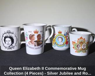 Queen Elizabeth II Commemorative Mug Collection Pieces Silver Jubilee and Royal Visit to Canada
