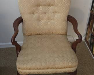 Vintage Queen Anne Style Upholstered Armchair