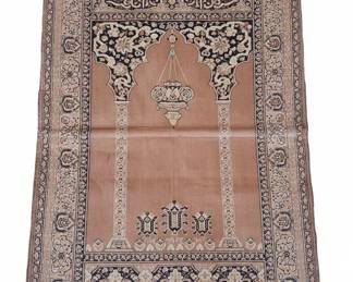 Velvet Prayer Mat or Rug with Mihrab Pattern