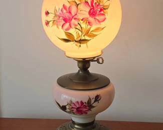 Vintage Floral HandPainted Gone with the Wind Style Hurricane Lamp with Dual Illumination second image