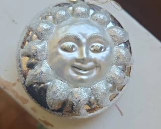 Vintage West Germany Mercury Glass Sun and Moon Ornament