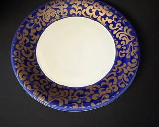 F. Giorgi by Ceramica JRM Cobalt Blue Gold Scroll Plate second image