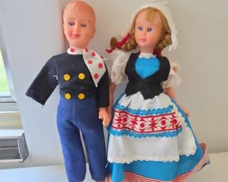 Vintage Dutch Volendam Boy and Girl Dolls