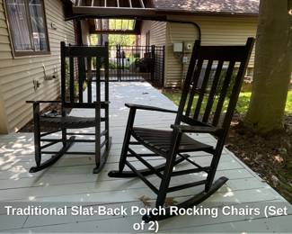 Traditional SlatBack Porch Rocking Chairs Set of