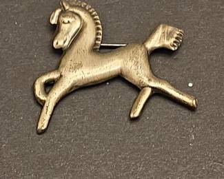 Coro Sterling Silver Prancing Horse Brooch