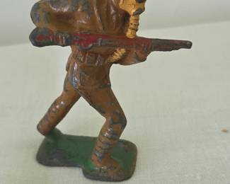 Vintage Barclay B Lead Toy Soldier, WWI Doughboy with Gas Mask and Rifle