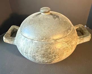 HandCarved Brazilian Soapstone Lidded Casserole Pot