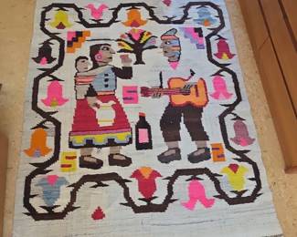 Vintage Peruvian Pictorial Wool Rug